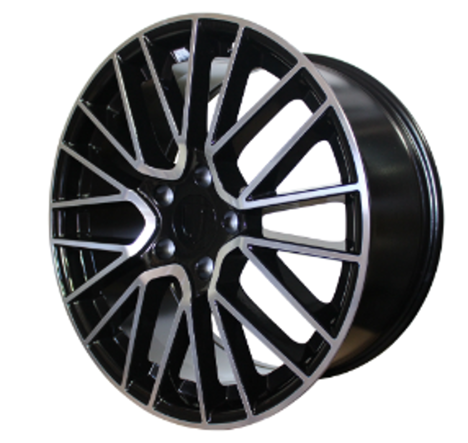 21 Inch Rims Fits Porsche Cayenne Turbo S GTS Base Staggered Black Machined Face Mesh Spyder Wheels