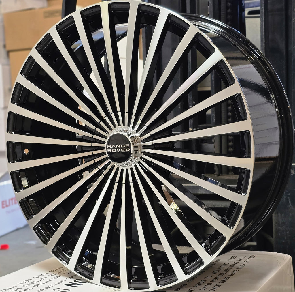 24" Inch Range Rover Rims SV SE HSE Sport Wheels Gloss Black Machined Custom Wheels
