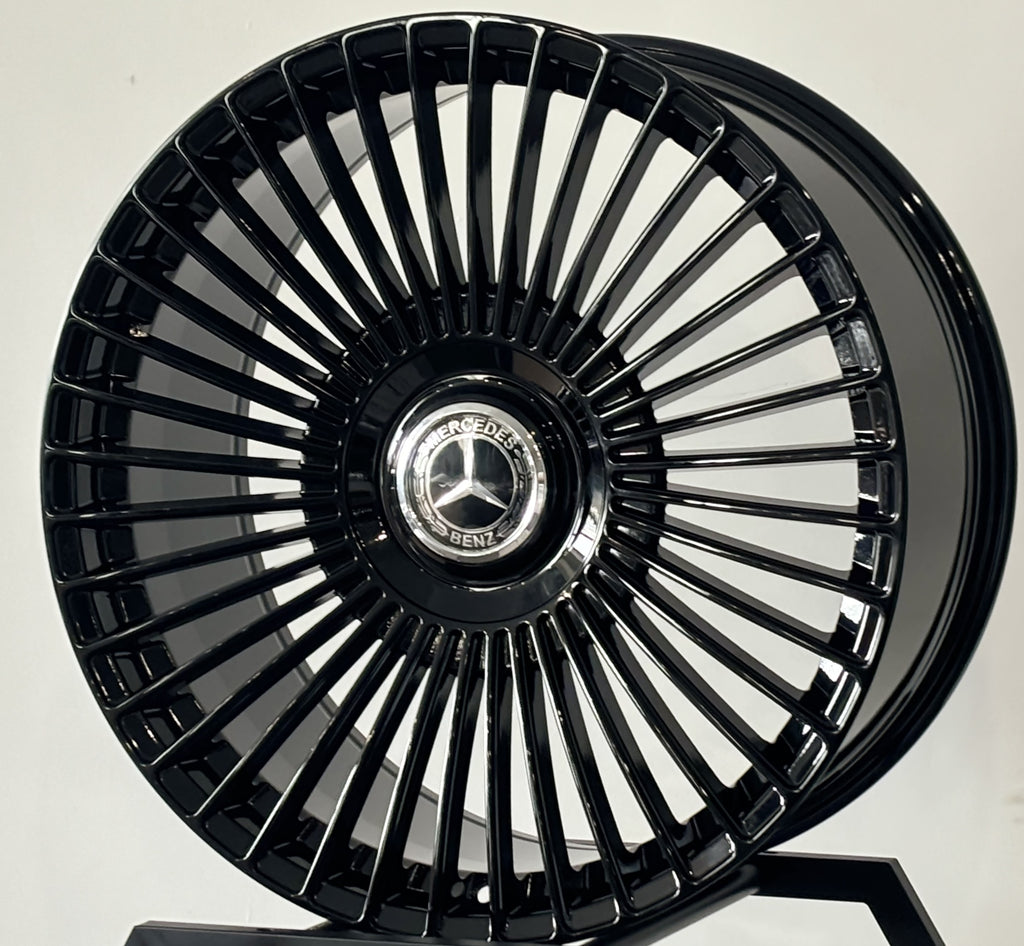 22 Inch Rims Fit Mercedes Staggered S580 S560 S600 S500 S550 S63 S400 S450 S350 CL S Class Gloss Black  Wheels