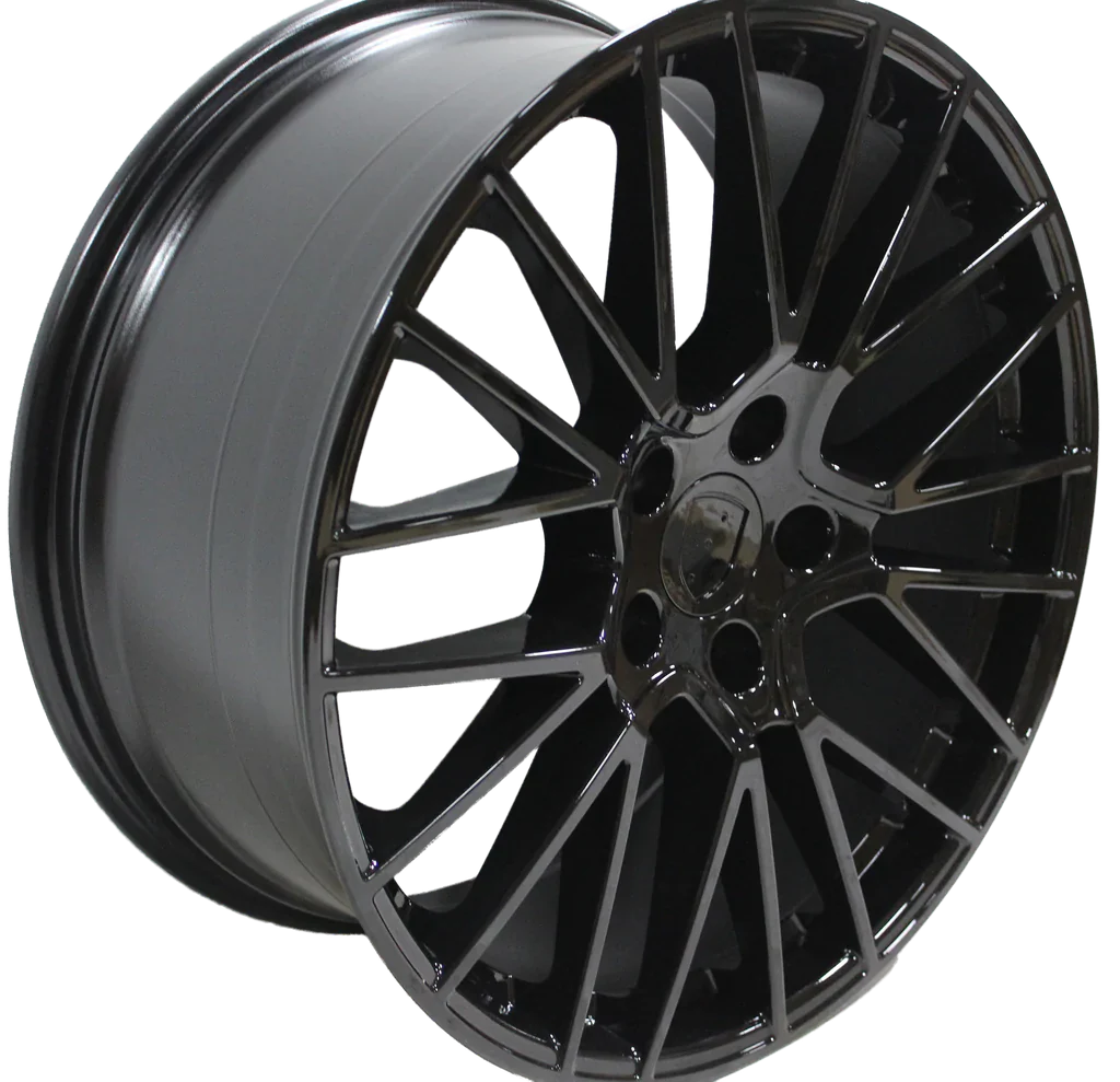 22 Inch Rims Fits Porsche Cayenne Turbo S GTS Base Gloss Black Spyder Mesh Wheels