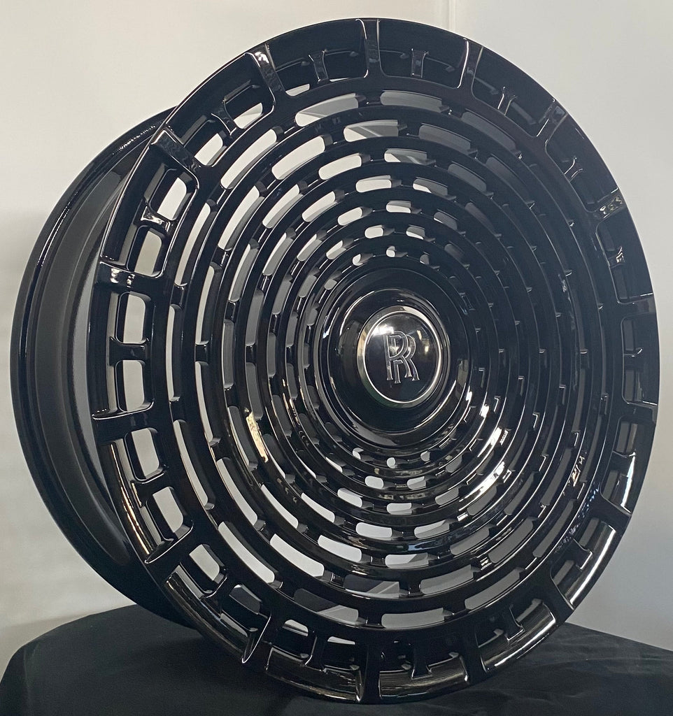 22" INCH ROLLS ROYCE GHOST CULLINAN PHANTOM FORGED BLACK STAGGERED WHEELS