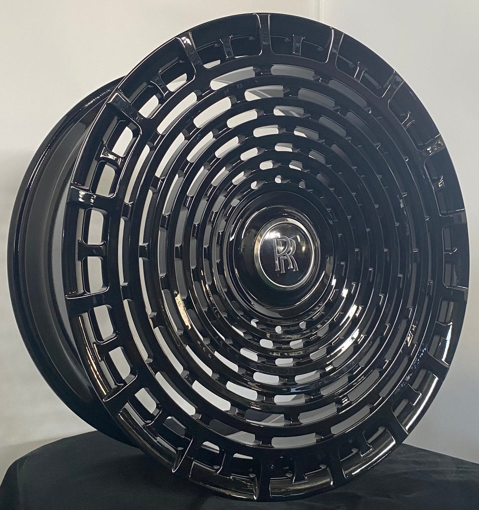 24" INCH ROLLS ROYCE GHOST CULLINAN PHANTOM FORGED BLACK WHEELS