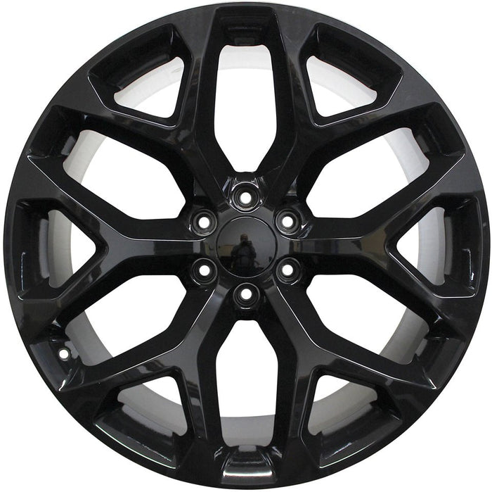 20” Chevy/GMC Rims Tahoe Yukon Sierra Silverado Suburban Avalanche LTZ Gloss Black Snowflake Wheels