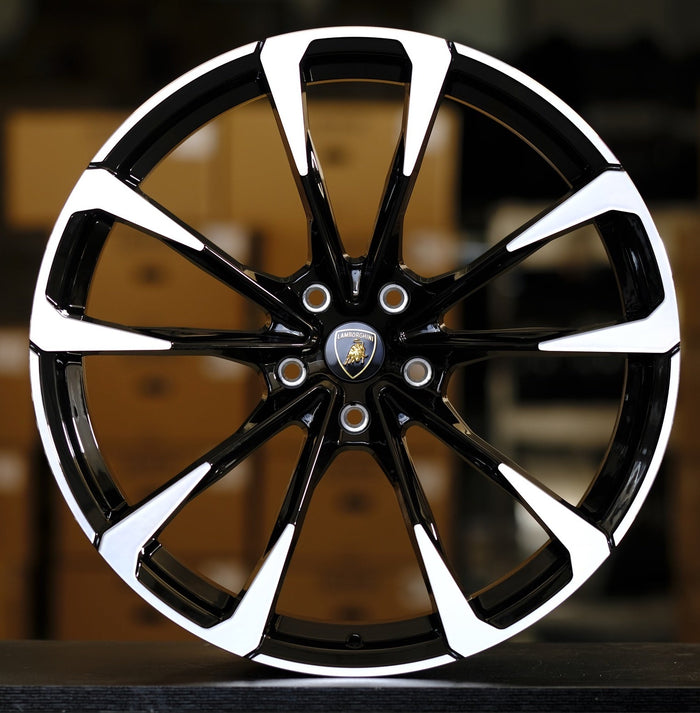 22" Lamborghini Black Machined Face Wheel