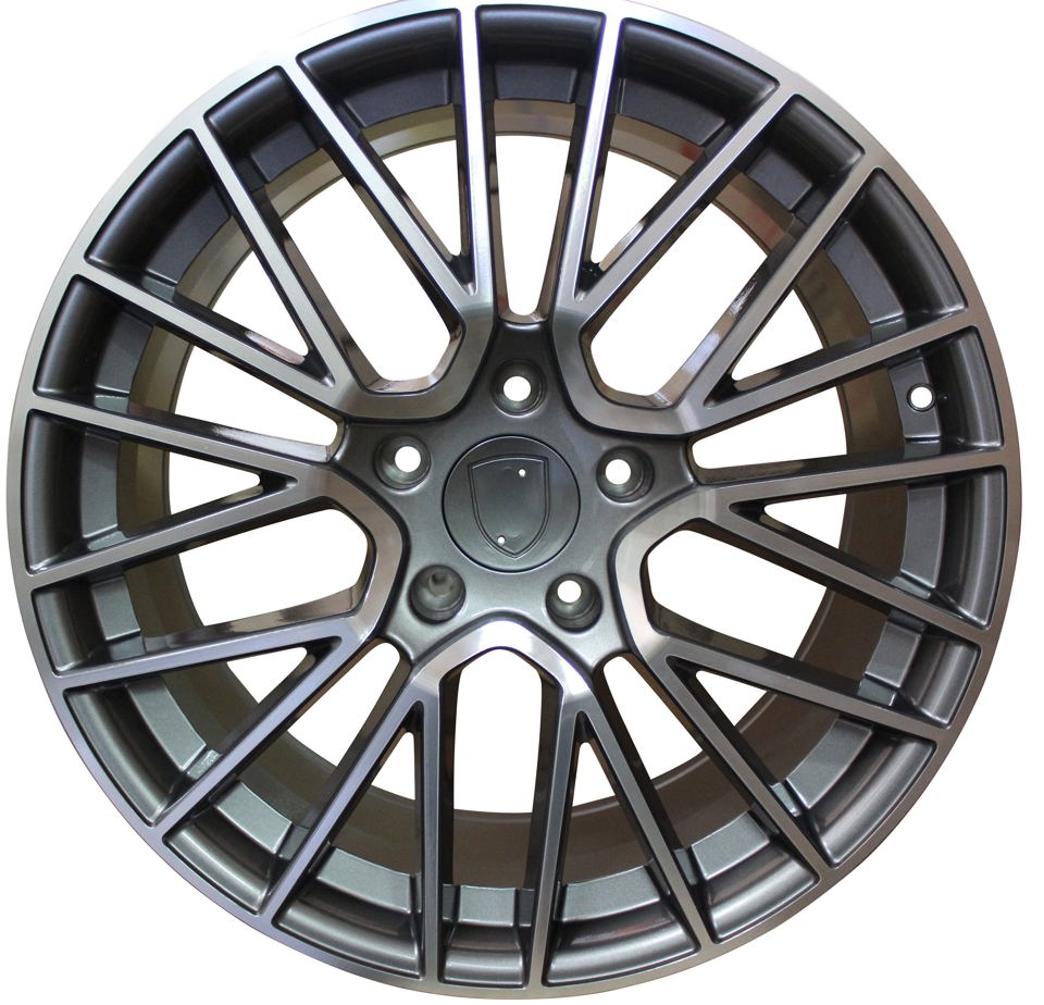 21 Inch Rims Fits Porsche Cayenne Q7 Turbo S GTS Base Gunmetal Machined Spyder Mesh Wheels