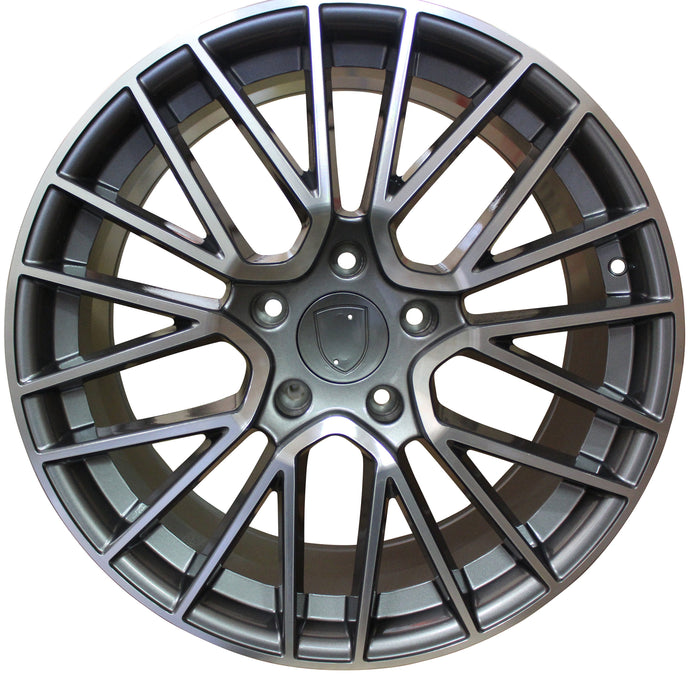 20 Inch Rims Fits Porsche Cayenne Turbo S GTS Base Gunmetal Machined Spyder Mesh Wheels