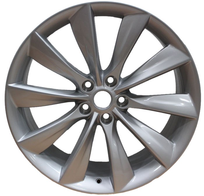 21x8.5 Tesla Model S Model Y Gloss Silver Twist Spoke Style Wheels