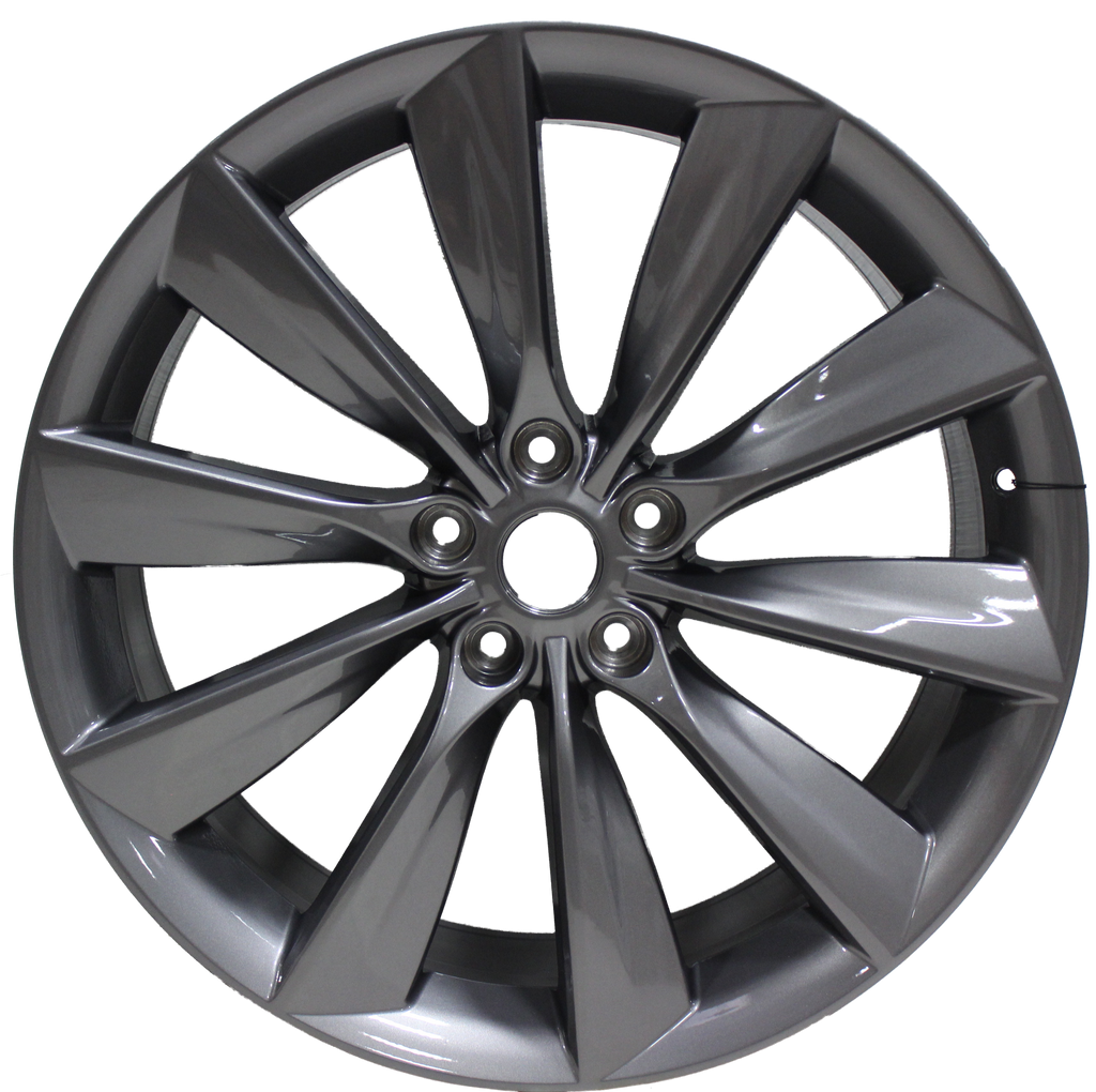 21x8.5/9 Staggered Tesla Model S Model Y Model X Gloss Gunmetal Twist Spoke Style Wheels