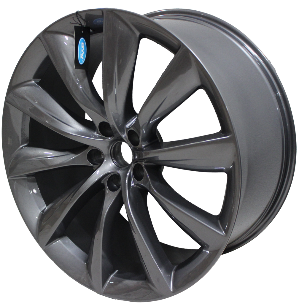 22x9/10 Staggered Tesla Model S Model X Gloss Gunmetal Updated Twist Spoke Style Wheels