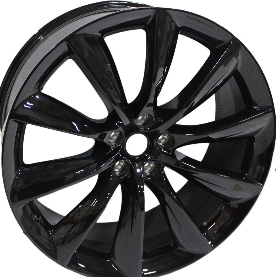 22x9/10 Tesla Model S Model X Gloss Black Twist Spoke Style Staggered Wheels