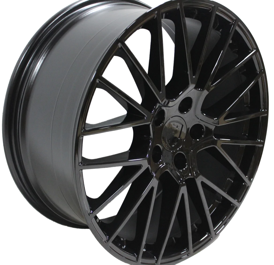 22 Inch Rims Fits Porsche Cayenne Turbo S GTS Base Gloss Black Spyder Mesh Wheels