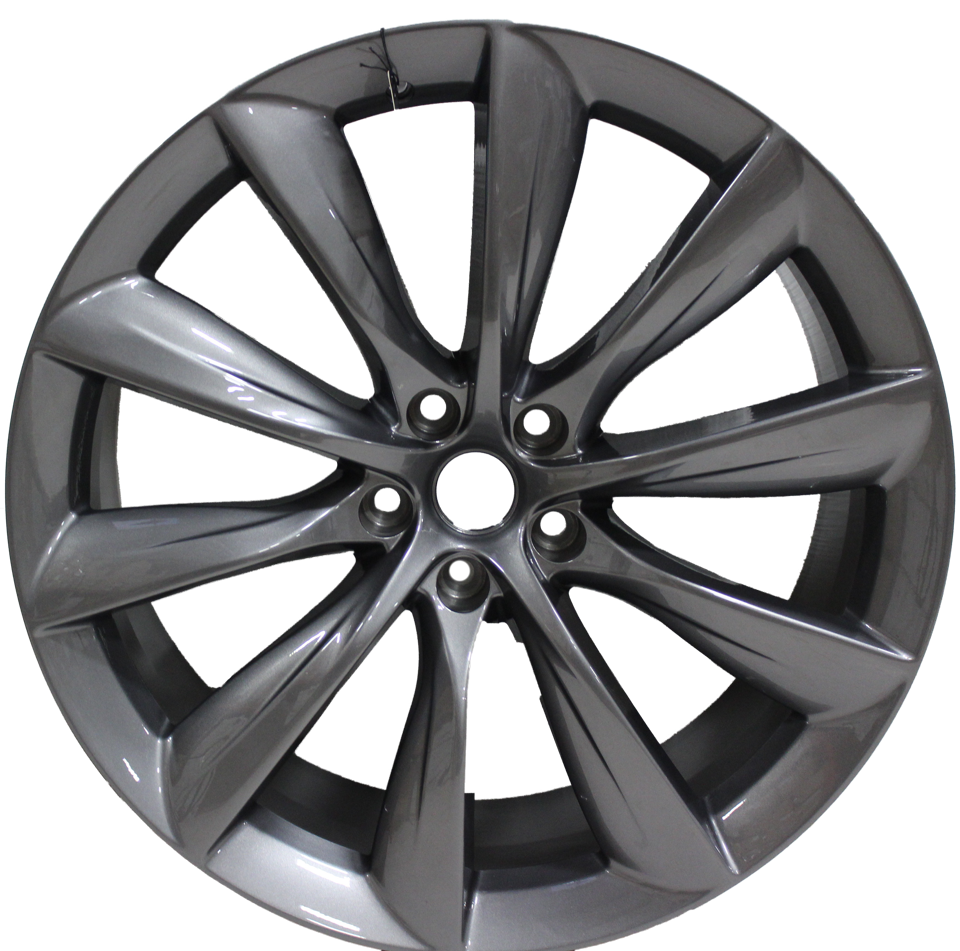 22x9/10 Staggered Tesla Model S Model X Gloss Gunmetal Updated Twist Spoke Style Wheels