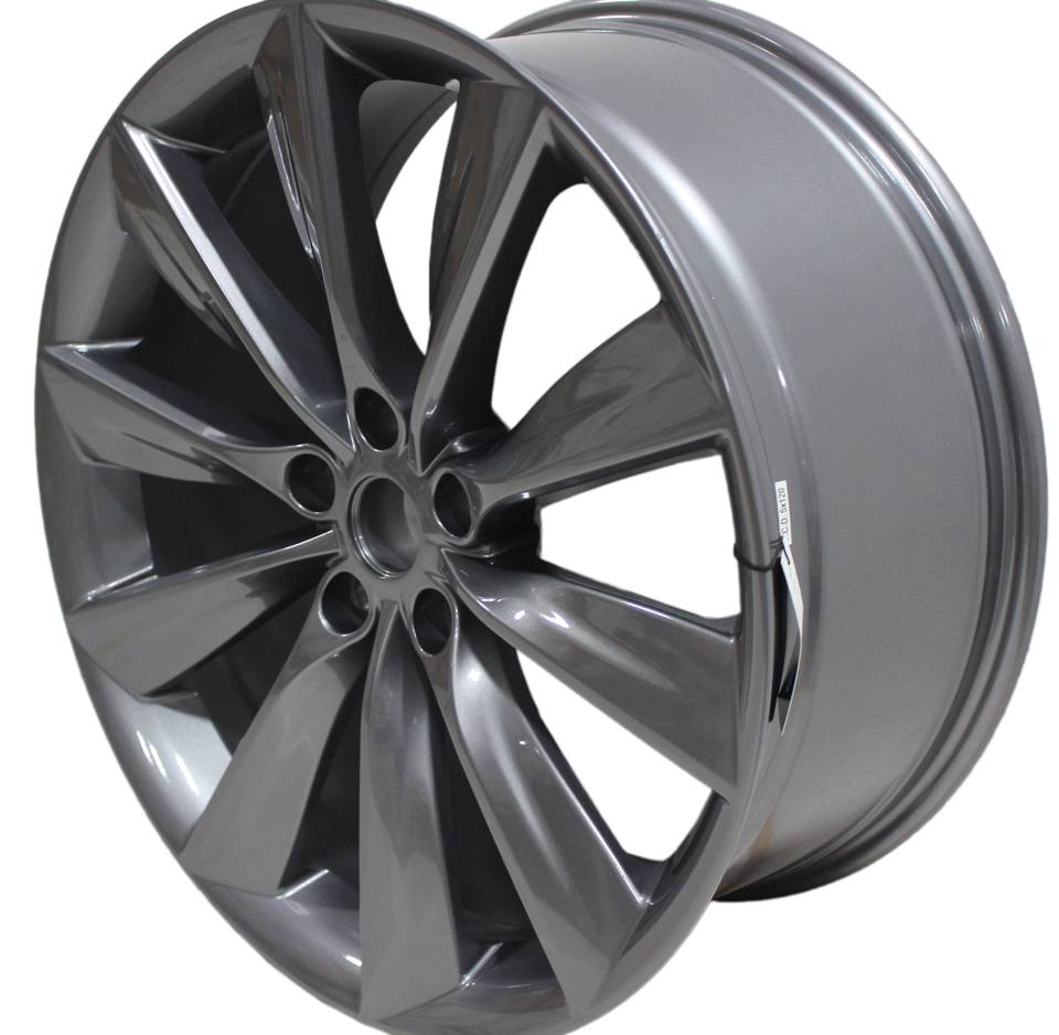 21x8.5/9 Staggered Tesla Model S Model Y Model X Gloss Gunmetal Twist Spoke Style Wheels