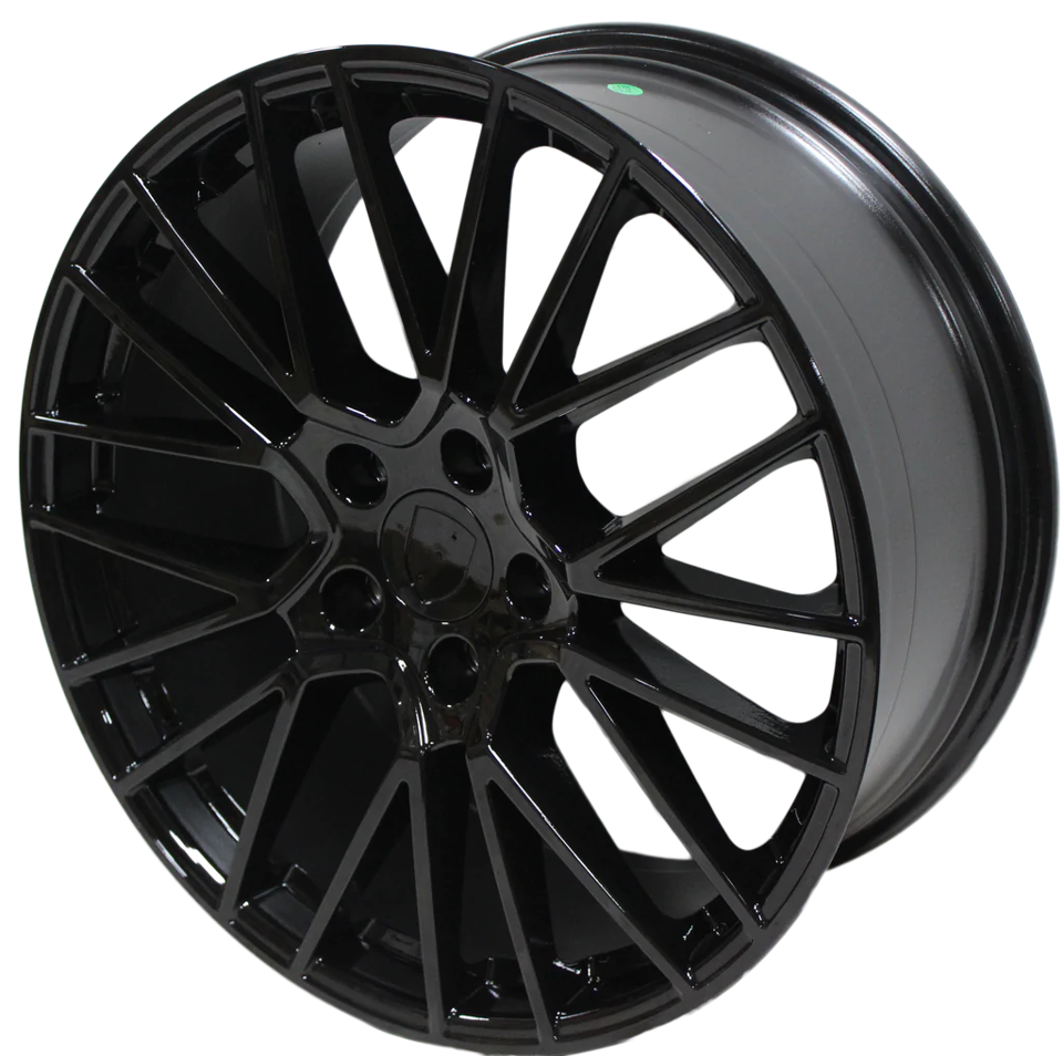 22 Inch Rims Fits Porsche Cayenne Turbo S GTS Base Gloss Black Spyder Mesh Wheels